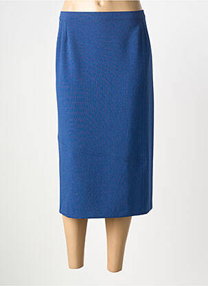 Jupe mi-longue taille à pinces bleu GEVANA femme