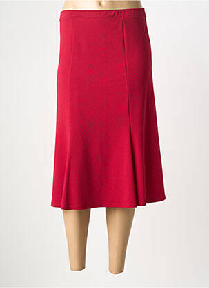 Jupe mi-longue coupe droite évasée sur le bas rouge GEVANA femme