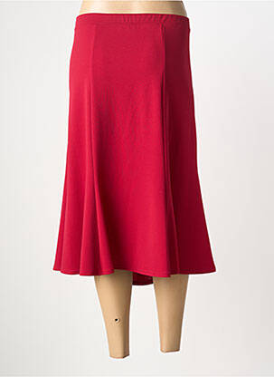 Jupe mi-longue coupe droite évasée sur le bas rouge GEVANA femme