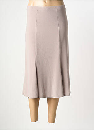 Jupe mi-longue stretch beige GEVANA femme