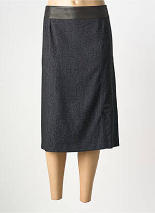 Jupe mi-longue coupe droite noir GEVANA femme