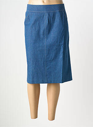 Jupe mi-longue coupe droite bleu GEVANA femme