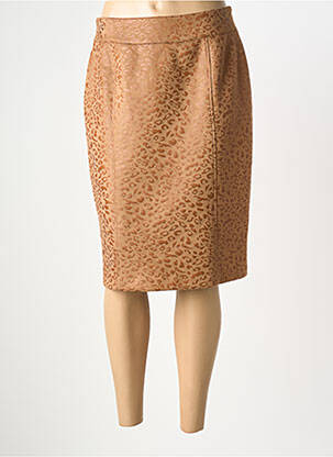 Jupe mi-longue taille à pinces beige GEVANA femme