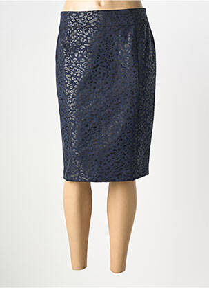 Jupe mi-longue taille à pinces bleu GEVANA femme