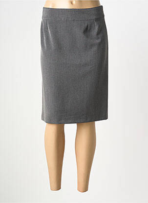 Jupe mi-longue taille à pinces gris GEVANA femme