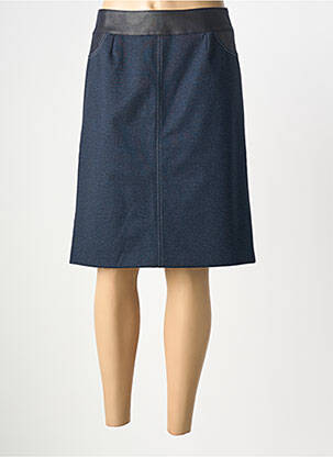 Jupe mi-longue stretch bleu GEVANA femme