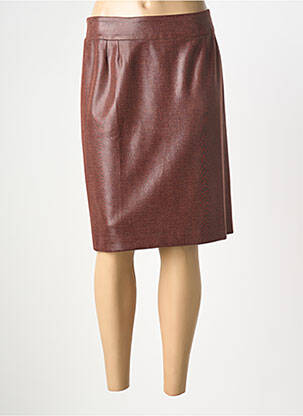 Jupe mi-longue taille à pinces marron GEVANA femme