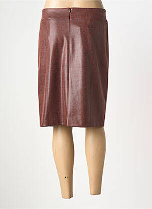 Jupe mi-longue taille à pinces marron GEVANA femme
