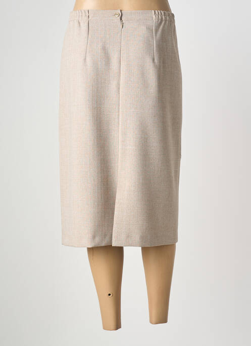 Jupe mi-longue taille à pinces beige GEVANA femme