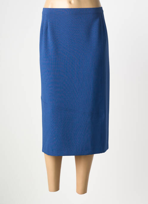 Jupe mi-longue taille à pinces bleu GEVANA femme