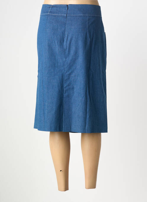 Jupe mi-longue coupe droite bleu GEVANA femme