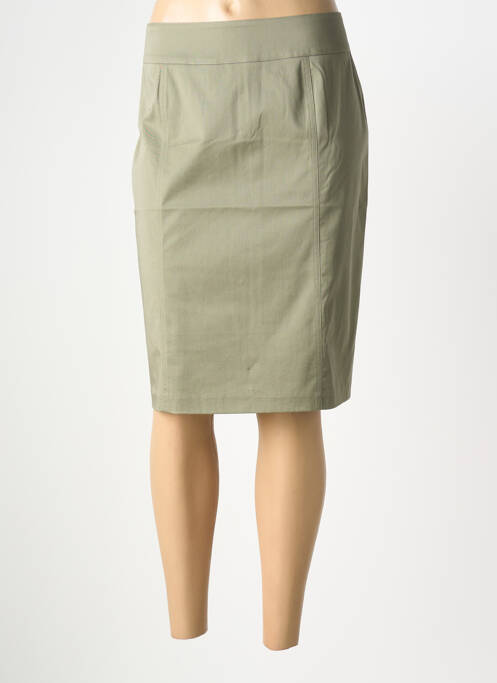 Jupe mi-longue stretch vert GEVANA femme