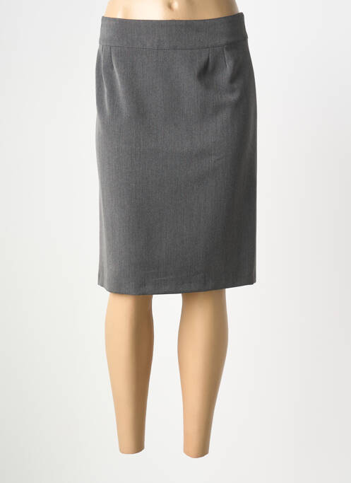 Jupe mi-longue taille à pinces gris GEVANA femme