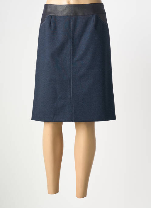 Jupe mi-longue stretch bleu GEVANA femme