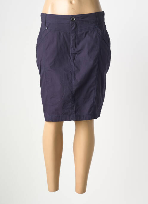 Jupe mi-longue coupe droite bleu GEVANA femme