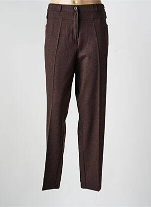 Pantalon droit fermeture zippée sous rabat boutonné taille normale marron PLURIELLES femme