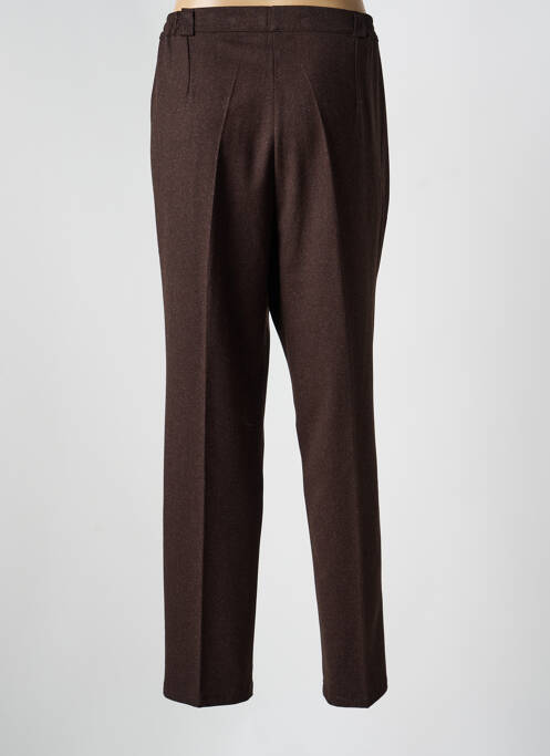 Pantalon droit fermeture zippée sous rabat boutonné taille normale marron PLURIELLES femme