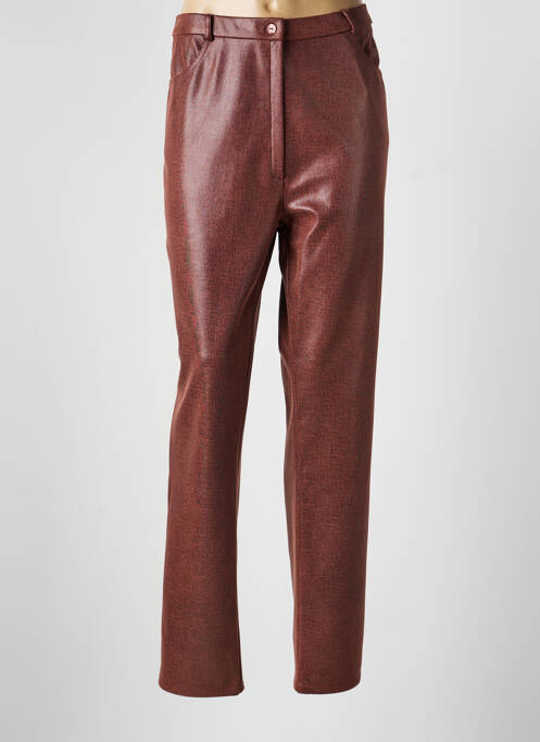 Pantalon slim taille élastique taille normale marron GEVANA femme