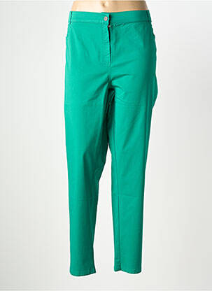 Pantalon slim tissage popeline taille normale vert FRANCE RIVOIRE femme