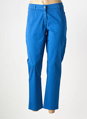 Pantalon slim tissage popeline taille normale bleu FRANCE RIVOIRE femme