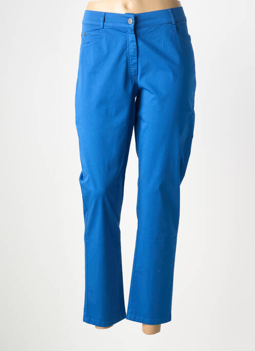 Pantalon slim tissage popeline taille normale bleu FRANCE RIVOIRE femme