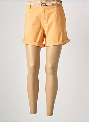 Short fermeture zippée sous rabat boutonné orange C'EST BEAU LA VIE femme