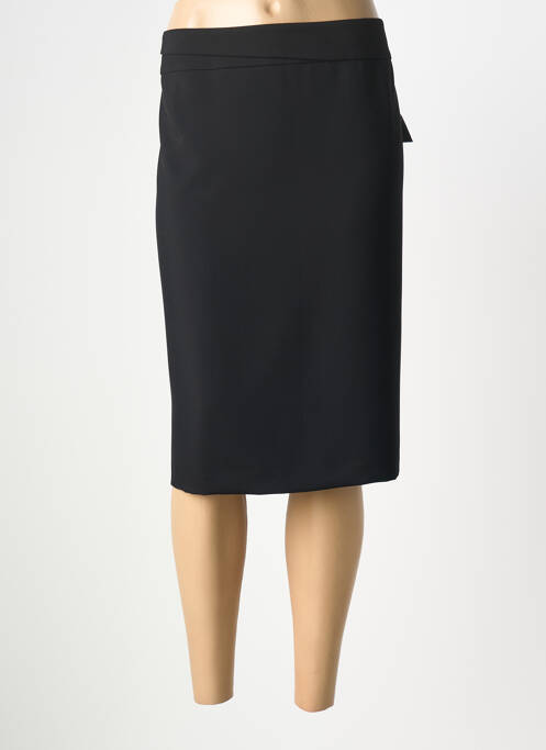 Jupe mi-longue coupe droite noir FRANK WALDER femme