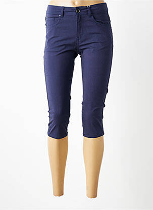 Pantacourt stretch taille normale bleu fonce PLURIELLES femme