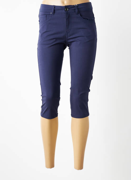 Pantacourt stretch taille normale bleu fonce PLURIELLES femme
