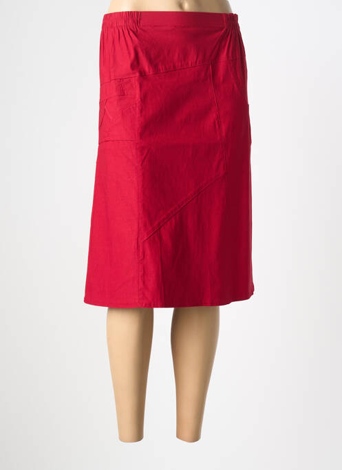 Jupe mi-longue coupe droite rose PLURIELLES femme