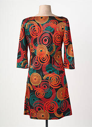 Robe mi-longue manches 3/4 manches 3/4 orange VEGAS femme
