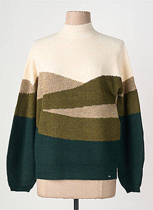 Pull coupe cintrée manches longues vert MARINA V femme