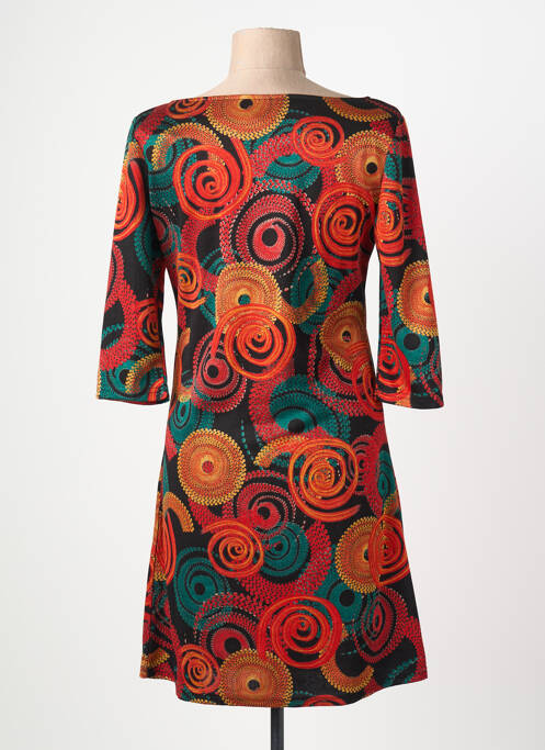 Robe mi-longue manches 3/4 manches 3/4 orange VEGAS femme