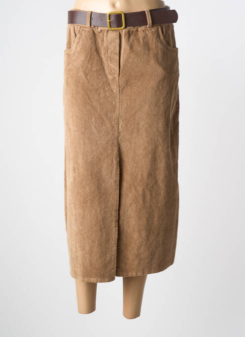 Jupe longue coupe droite beige SENES femme