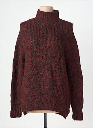 Pull tissage chiné manches longues rouge AN' GE femme