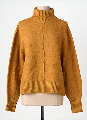 Pull col roulé tissage chiné manches longues jaune AN' GE femme