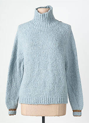 Pull col roulé tissage chiné manches longues bleu AN' GE femme