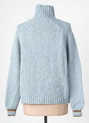 Pull col roulé tissage chiné manches longues bleu AN' GE femme
