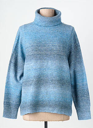 Pull col roulé tissage chiné manches longues bleu BELLA JONES femme