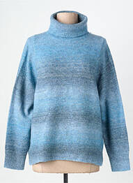 Pull col roulé tissage chiné manches longues bleu BELLA JONES femme