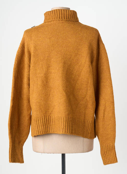 Pull col roulé tissage chiné manches longues jaune AN' GE femme