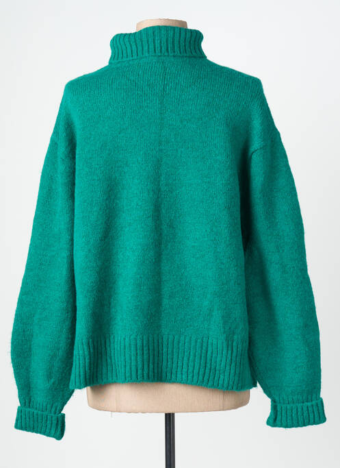 Pull col roulé tissage chiné manches longues vert AN' GE femme