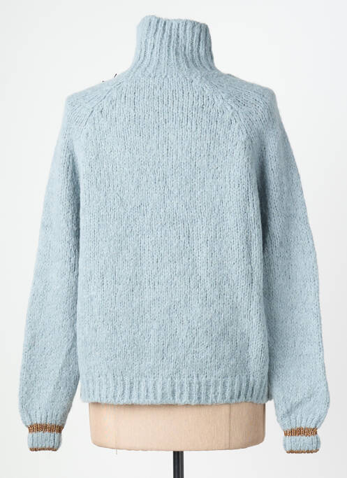 Pull col roulé tissage chiné manches longues bleu AN' GE femme