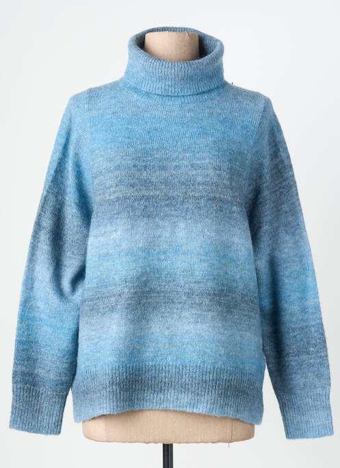 Pull col roulé tissage chiné manches longues bleu BELLA JONES femme