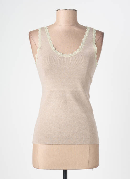 Débardeur coupe ajustée sans manche beige MARINA V femme