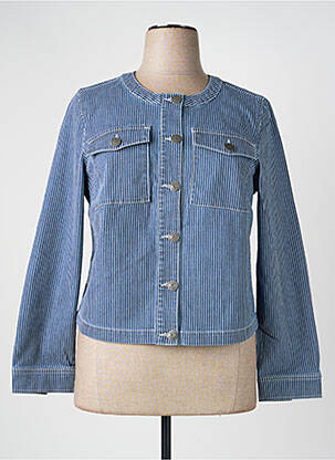Veste casual poignets boutonnés avec fente bleu SHEEGO femme