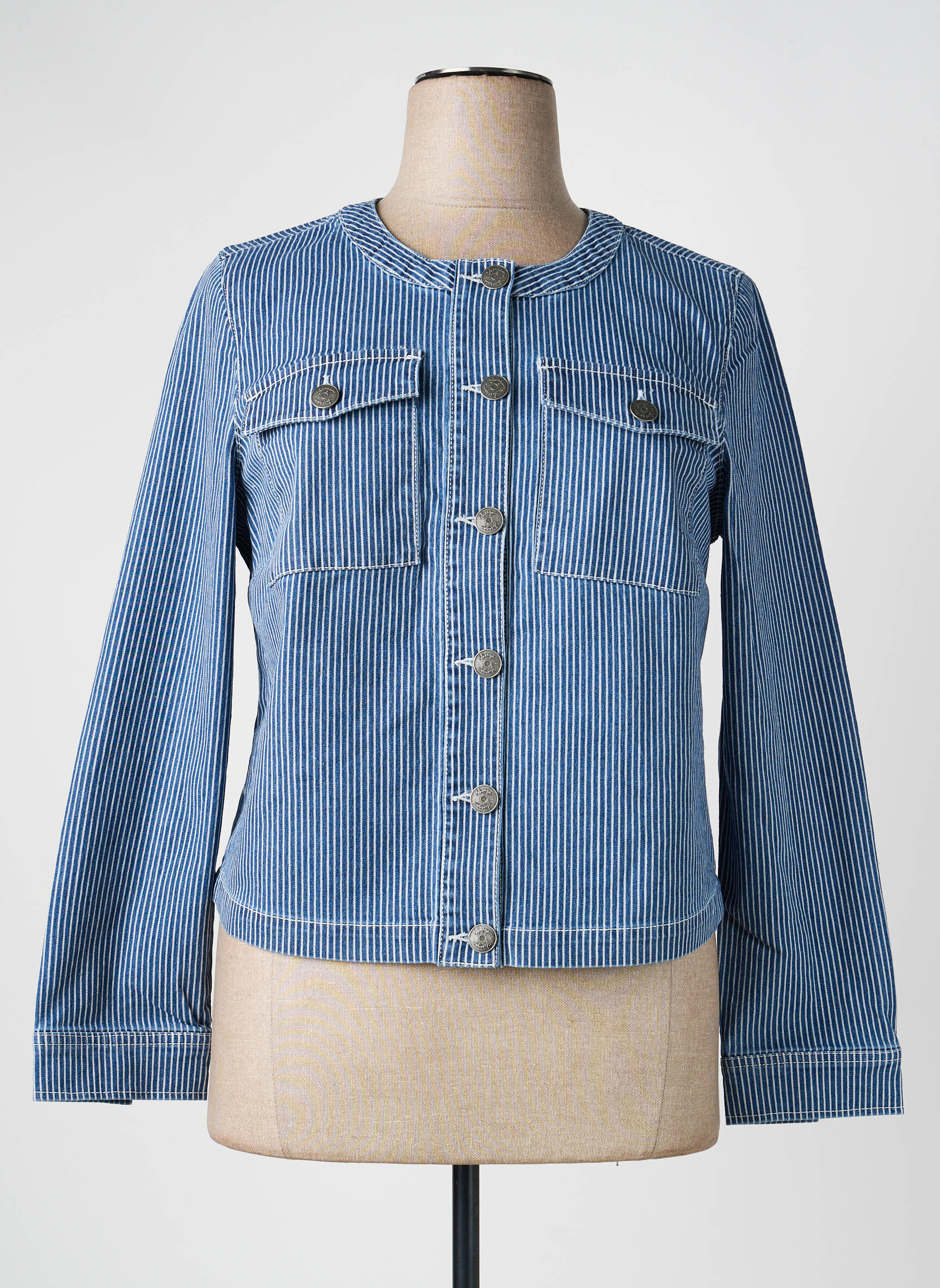 Veste casual poignets boutonnés avec fente bleu SHEEGO femme