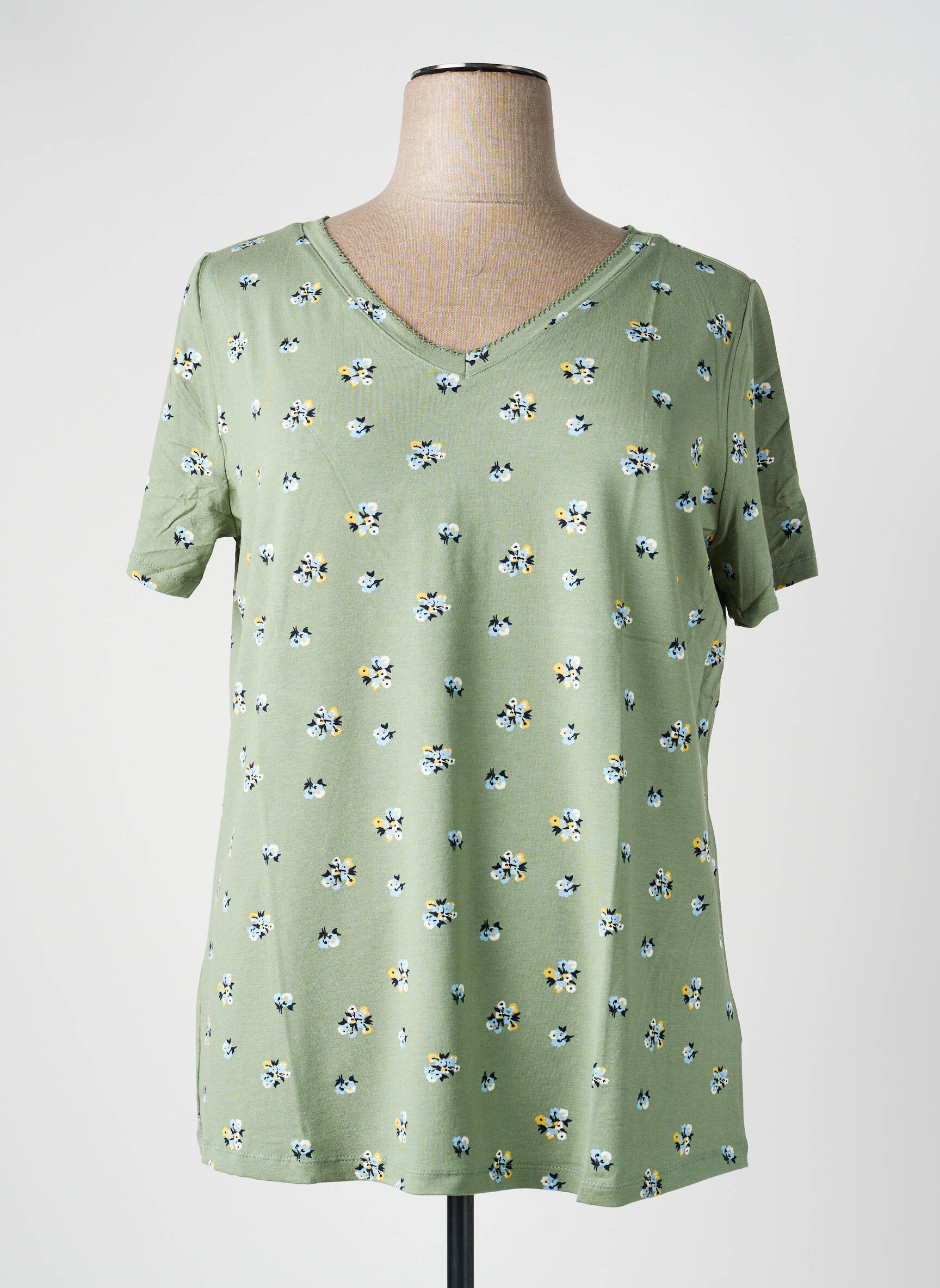 T-shirt coupe droite manches courtes vert SHEEGO femme