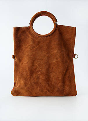 Sac cuir lisse forme rectangulaire marron KACY femme