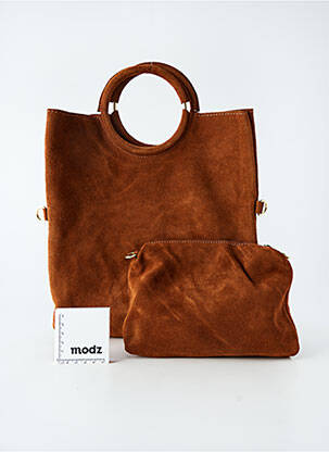 Sac cuir lisse forme rectangulaire marron KACY femme